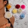 Colored Camellia Rose Fabric Broken Hair Duck Bill Clip Korean Flower Bangs Clip Photo Hair Accessories Woman