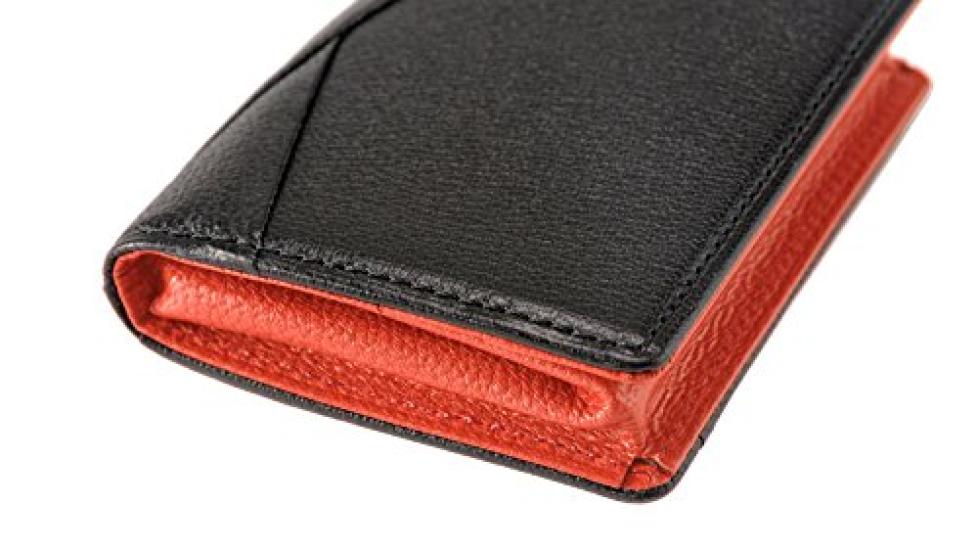 CYPRIS Glitter Goat Coin Purse Box Type Coin Case Goat Leather Day Gift Present Birthday Boyfriend Black X Red 8495 [Cypris] Father's Men's