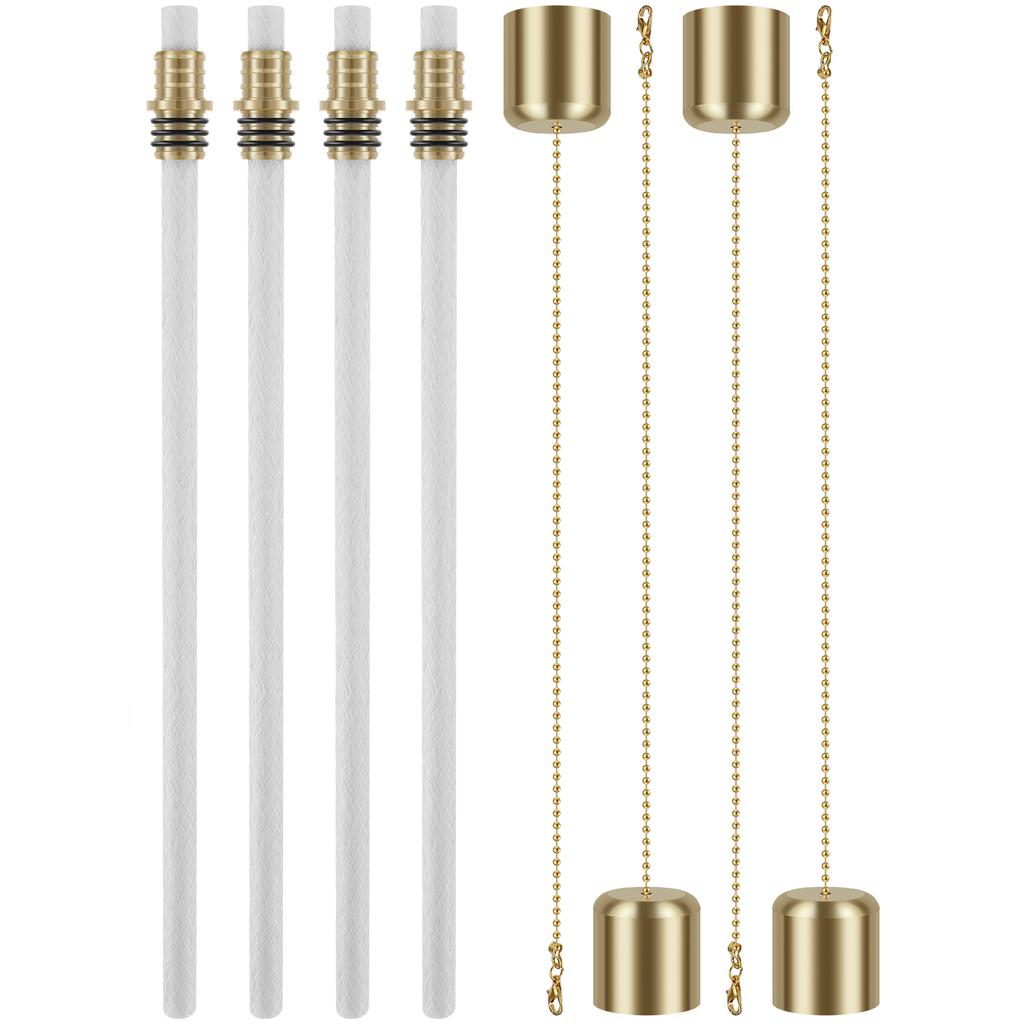 12Pcs Wine Bottle Torch Kit DIY Lighting Fiberglass Wicks Torch Light Set with Brass Torch Wick Holders and Caps For Home Decor