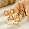Gold-plated Heart Pearl Stud Earrings, Instagram Style French High-end Gold Snake Titanium Steel Earrings for Women