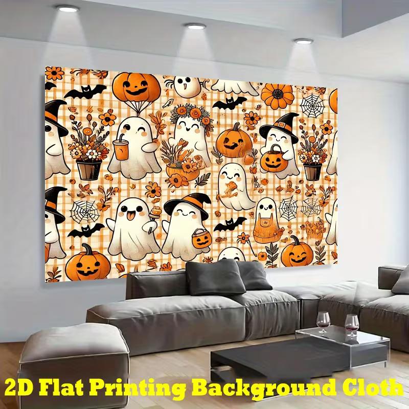 2D Cute Ghost Backdrop for Kids' Halloween Costume & Trick-or-Treat Shoots