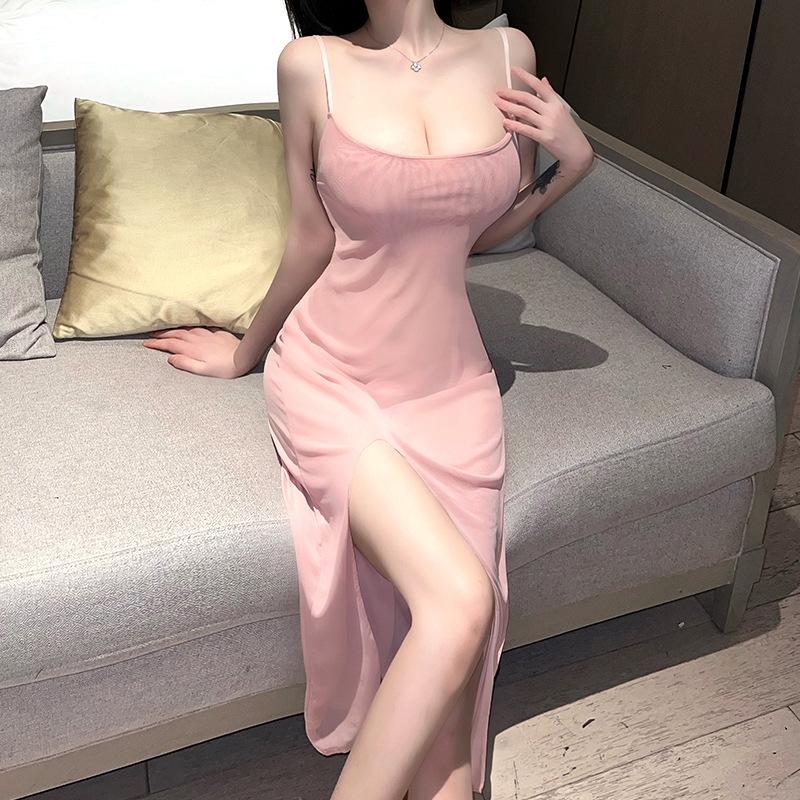 teasing long dress transparent suspender nightdress erotic underwear passion pure desire mesh dress one-piece temptation suit