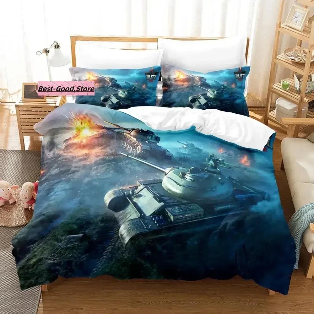 World of Tanks Bettwäsche-Set Einzelbett Twin Gedrucktes Bettwäsche-Set Mit Kissenbezug Bettdeckenbezug Weich Einzel Doppel Queen Super King Size