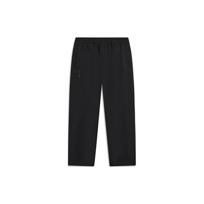 Li Ning Sports Lifestyle Series Solid Color Straight Leg Fleece Warm Loose Knit Sweatpants Men Bottoms Black AKLT901-1