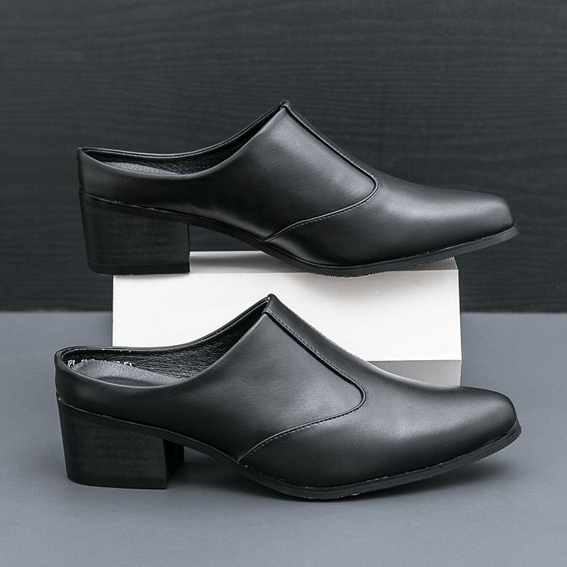 

Size 38-46 Fashionable Men Half Dragged Leather Shoes Men One Step Casual Breathable Comfortable Versatile Small Leather Shoes 46