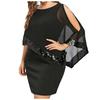 Women's Fashion Plus Size Irregular Sequin Splicing Strapless Chiffon Round Neck Dress