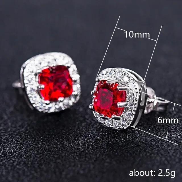 Carat Round Red Garnet Flower Stud Earrings for Women Fashion Engagement Jewelry Birthday Gifts New Water Drop Long