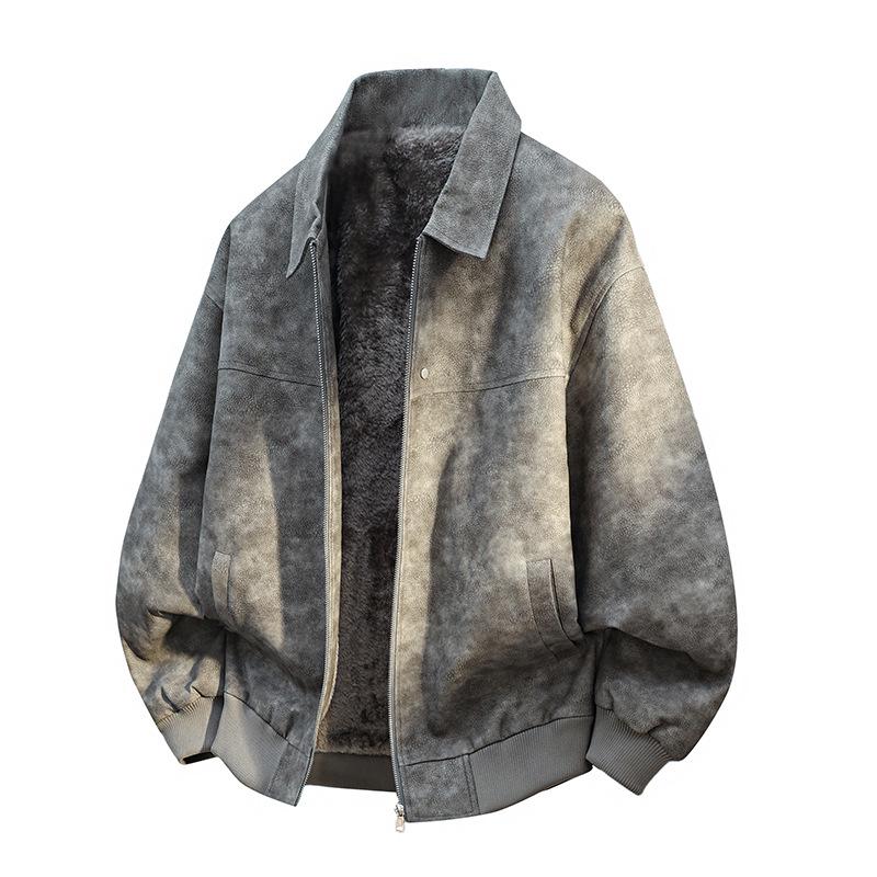 Pánská retro bunda z PU kůže s fleecovou podšívkou - Teplá, Trendy, Zesílená, Stylová, Univerzální, Velké velikosti