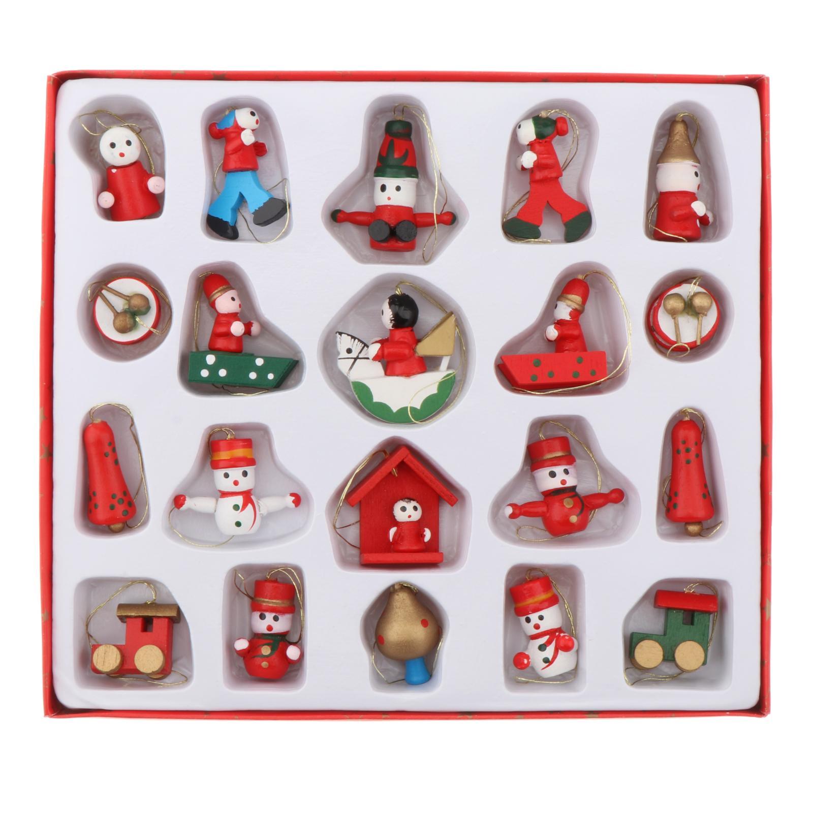 

30/12/24/10 pcs Wooden Hanging Ornaments Christmas Tree Hanging Decor Santa Claus Snowman Mini Doll Xmas Wooden Pendants