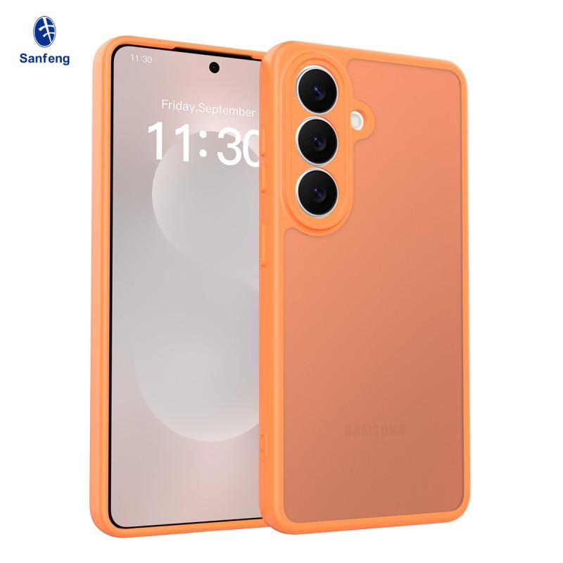 Orange S26 Skin-sensitive Phone Case S25edge Magnetic Lens Fine Hole Drop Resistance Matte 24 Protective Cover