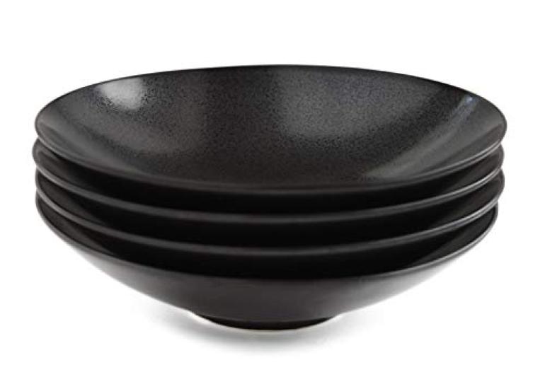 Set of 4 Lindstymest PIANO Piano Black Soup Pasta Plates Safety Tableware Black Black Tableware Porcelain Pasta Plate Salad Plate Curry Plate &