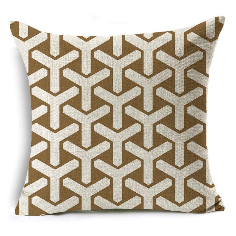 Geometric Cushion Cover Creative Simple Office Linen Pillow Case Modern Style Waist