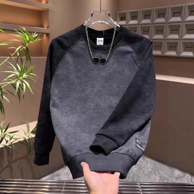 Autumn Crew Neck Sweater Men's Trend Color Matching Student Pullover Long Sleeve Loose Top T-shirt Autumn Wear