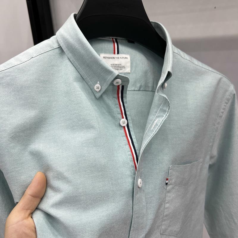 

Мужская хлопковая рубашка с длинным рукавом на осень 2024 года - Деловой кэжуал, отложной воротник, дышащая для мужчин среднего и молодого возраста. M зелёный