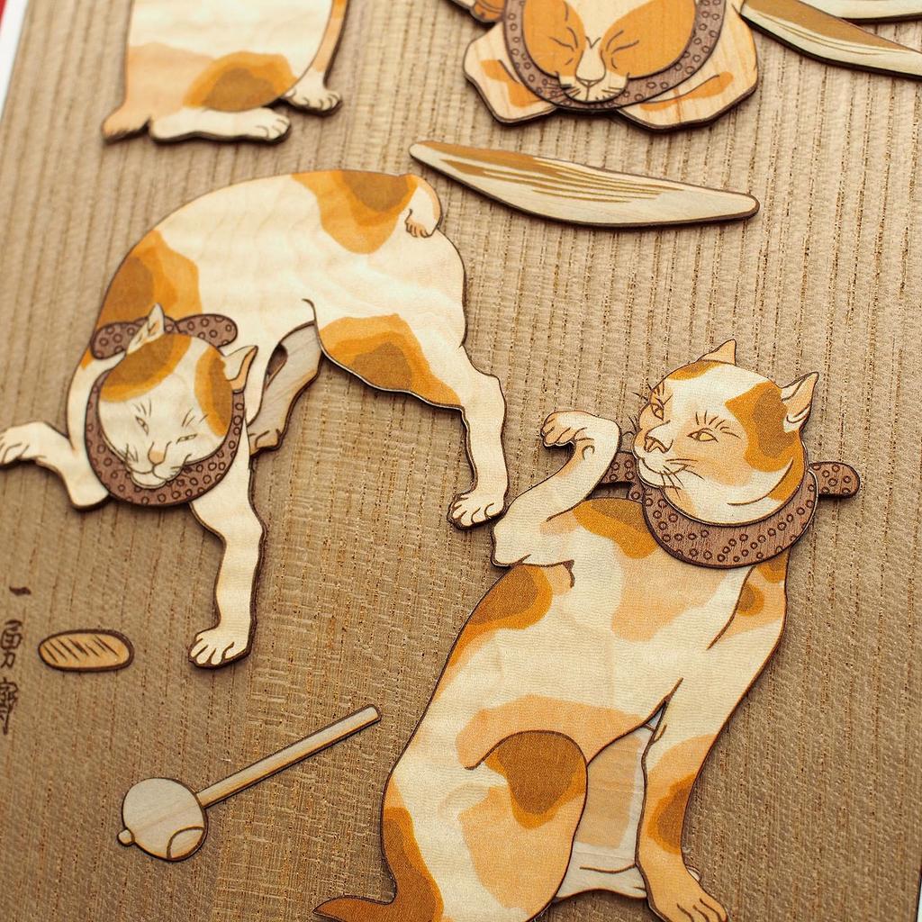 KINOWA "Tatoe Jin No Uchi Part 3" Woodcut Original Handmade Kit Ukiyo-e Utagawa Kuniyoshi Cat Made In Japan