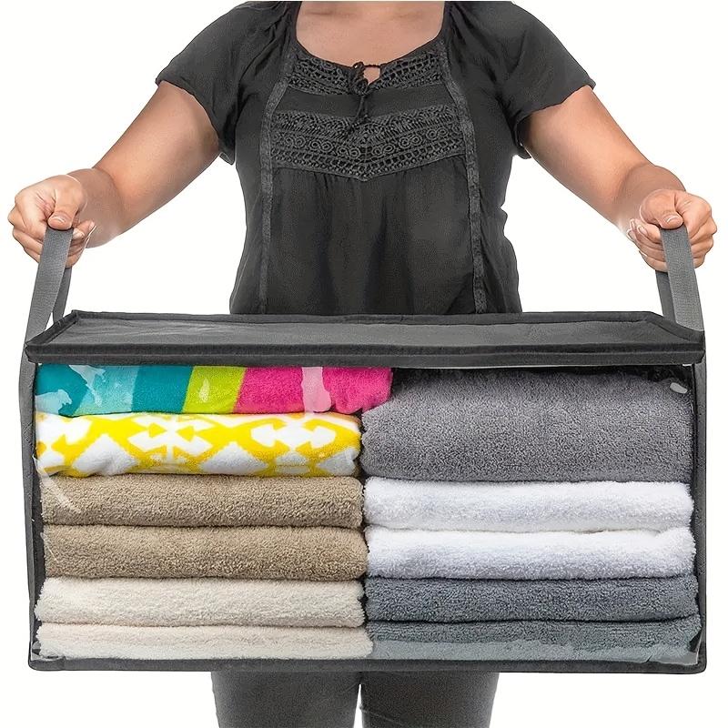 1pcs Large Capacity Foldable Storage Box with Clear Window and Sturdy Handles Suitable for Wardrobe, Dormitory, and Home Clothes, Quilts, Pillows