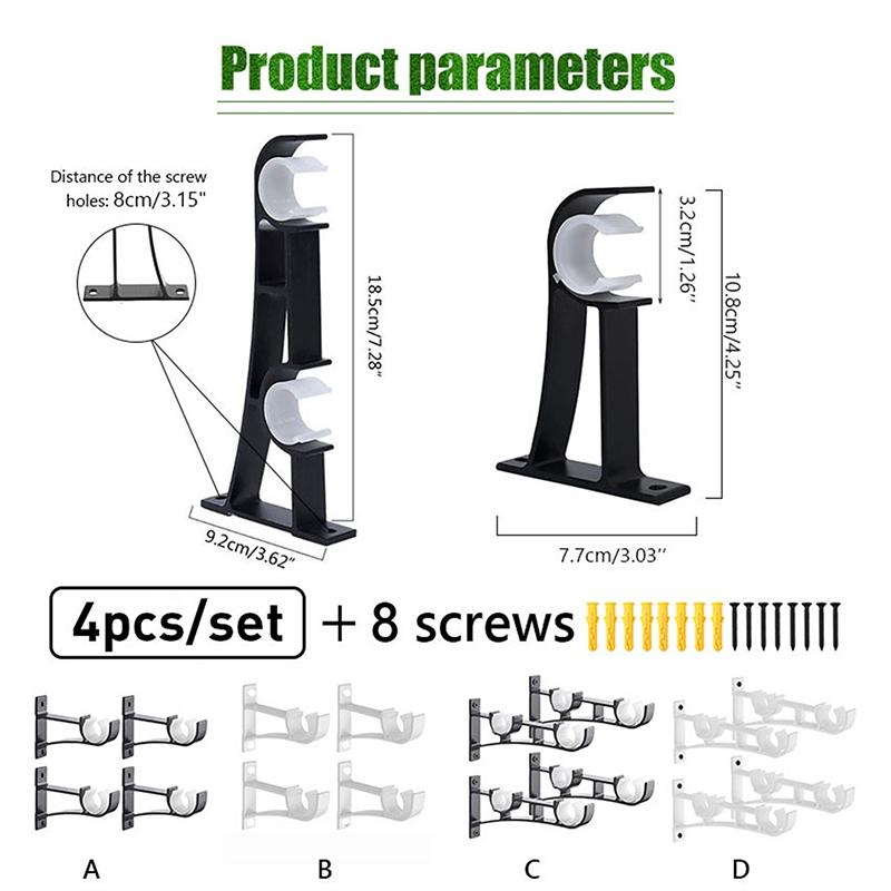 4Pcs Aluminum Alloy Double Curtain Rod Bracket Holder Set Hanging Curtain Bracket Window Track Holder For Bedroom And Home Use