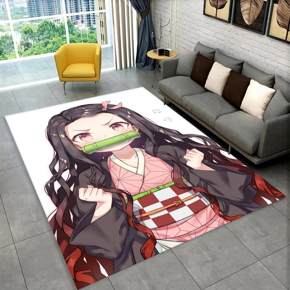 Anime Kamado Nezuko Demon Slayer Area Rug,Carpet Rug for Living Room Children Bedroom Sofa Doormat Decor,Kid Non-slip Floor Mat