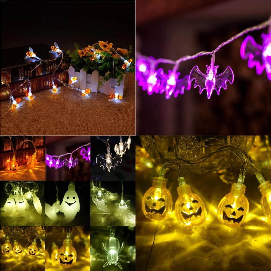 Enchanting Halloween Led String Lights Featuring Whimsical Pumpkins Spiders Skeletons For Festive Window Decor