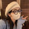 Rabbit Fur Beret Women's Autumn and Winter Knitted Plush Large Head Circumference Korean Version Beilei Painter Hat Shows Small Face