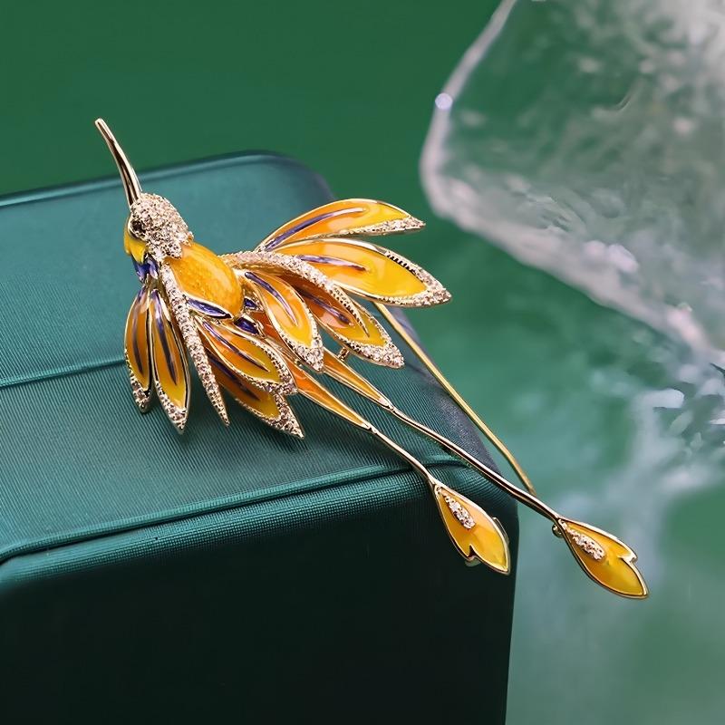 Enamel Phoenix Brooch, Retro Chinese Style Brooch, Niche and Light Luxury Design Sense Brooch