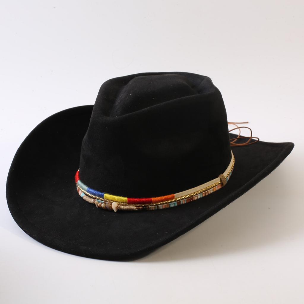Popolari cappelli western da cowboy classici in camoscio europei e americani, cappelli da cowboy alla moda retrò da uomo e da donna