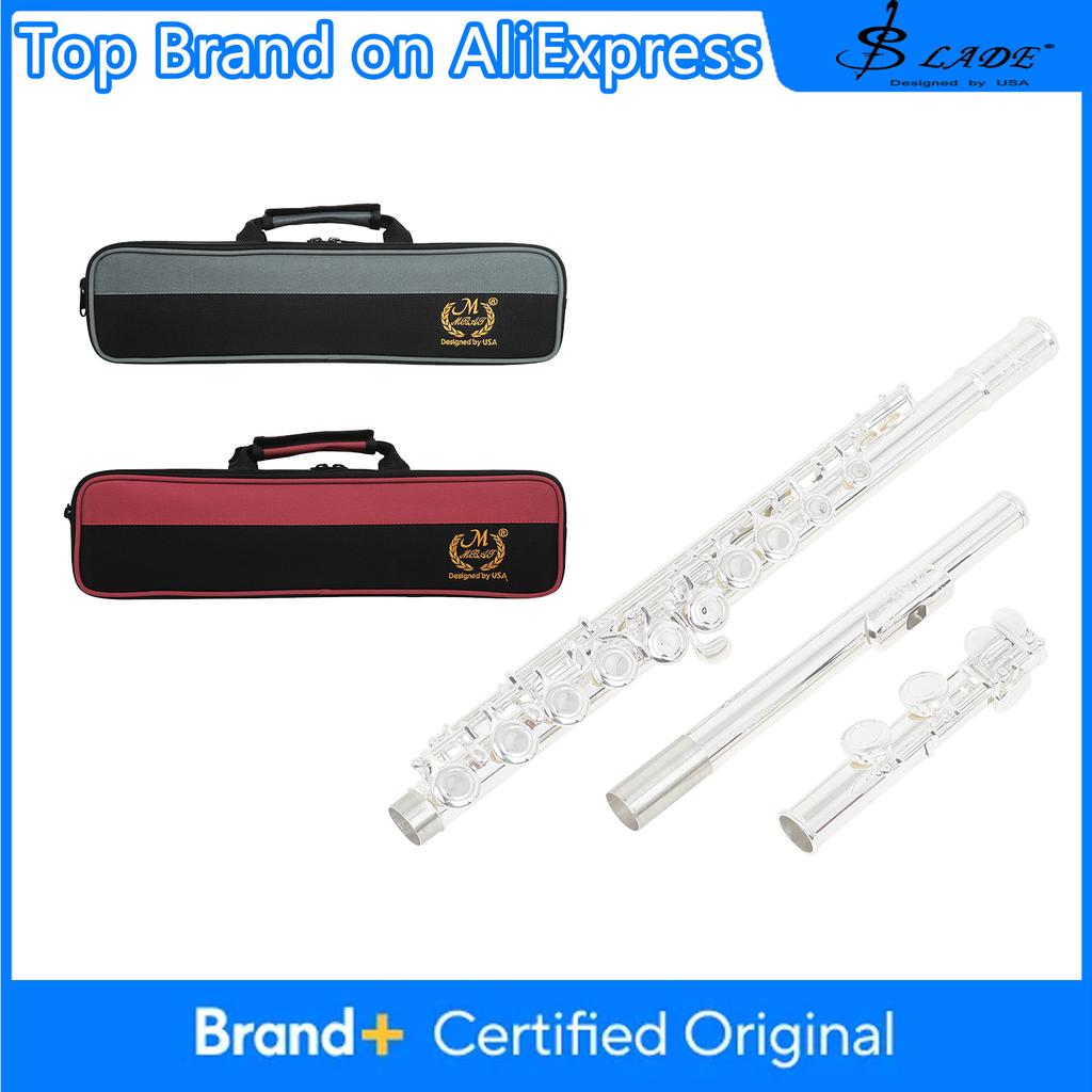 M MBAT 16 Closed Hole Flute C Key Flute with E Keys Suitable For Beginner Pro Horizontal Flute With Gloves Cleaning Cloth Parts