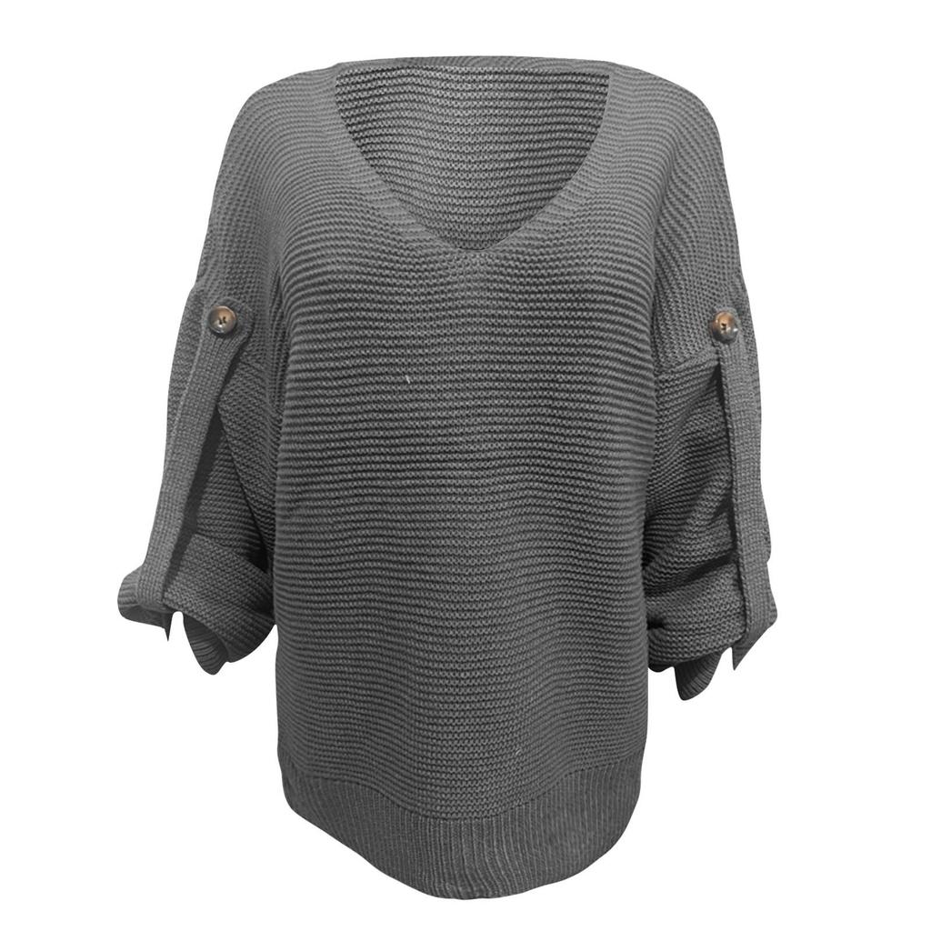 Damenmode Lässiger Pullover Langarm Oberteil und Winter Langarm V-Ausschnitt Pullover