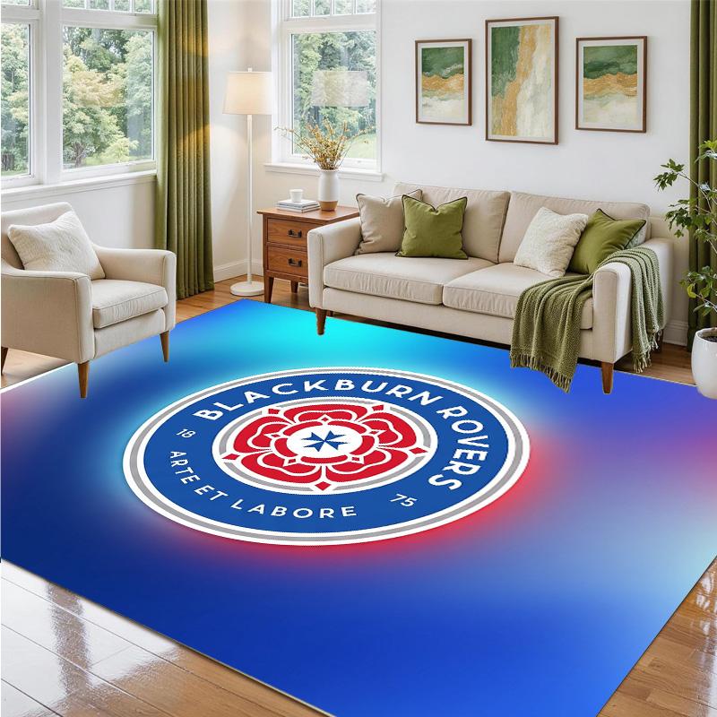 Blackburn Rovers Football Design Crystal Velvet Rug Soft Decorative Mat for Bedroom Entrance