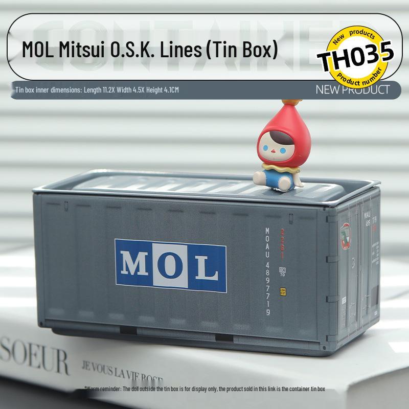 Miniature Tinplate Shipping Container Display Box for Figurines - Trendy Collectible Ornament & Storage Gift