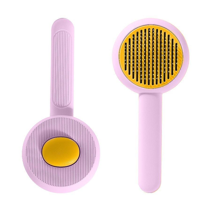 Pet pin comb beauty comb leather naughty button pet self-cleaning comb dog comb dog cat comb pet supplies