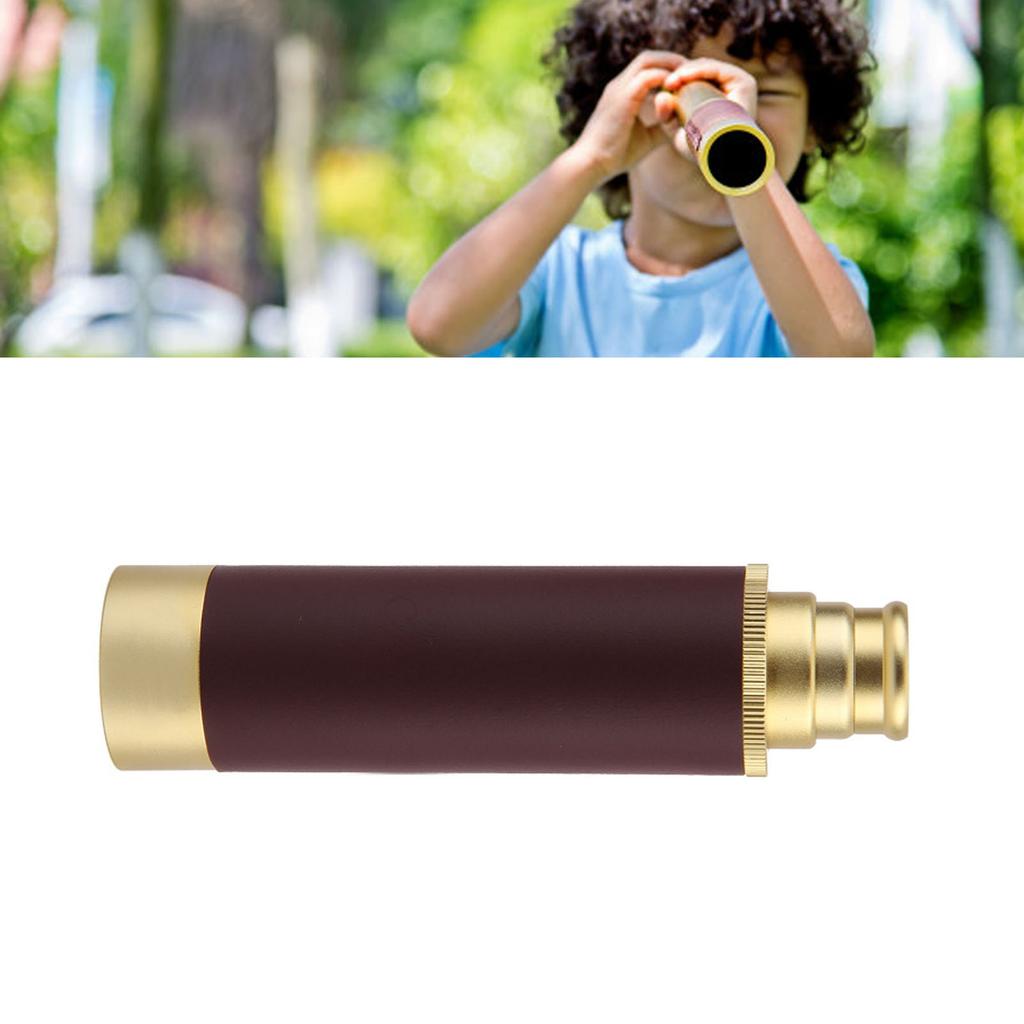 Retro Telescope Zoomable Spyglass Portable Handheld Telescope Vintage Monocular for Camping Boating
