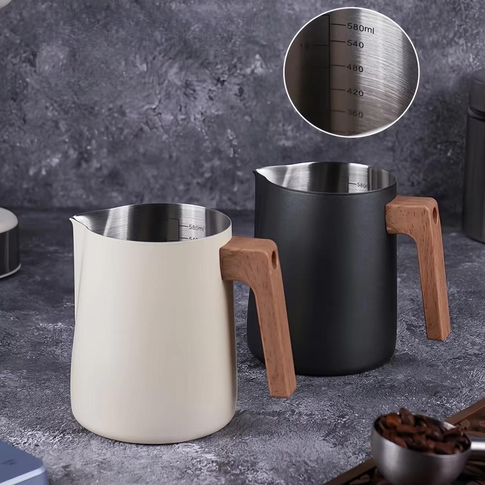 304 Stainless Steel Coffee Milk Frothing Pitcher with Scale Milk Foam Cup Kitchen Island