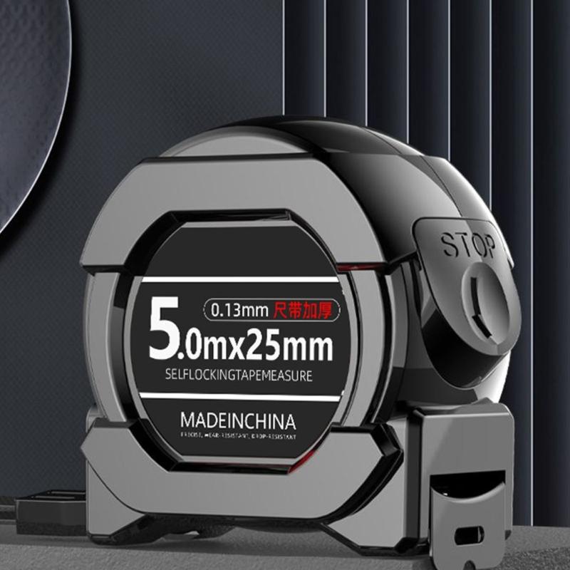 Retractable Measuring Tape with Flexible Steel Blade & Impact Resistant Shell Shockproof  Tape Measure for Household