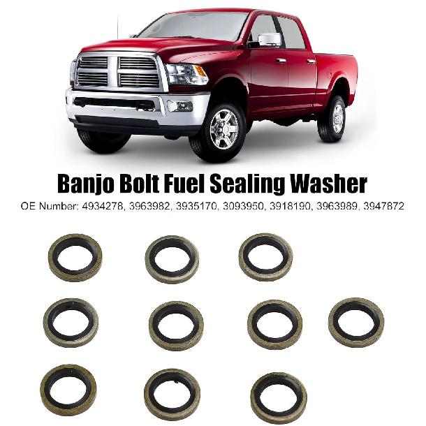 

20 Pcs 10 MM Banjo Bolt Fuel Sealing Washers 4934278 Rubber Fuel System Seal Gaskets Replacement