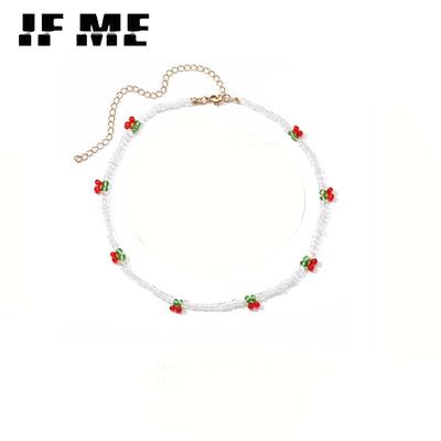 Cute Red Cherry Choker Necklace For Women Girls Fashion Korean Fruit Transparent Beads Necklaces Trend Jewelry Gift