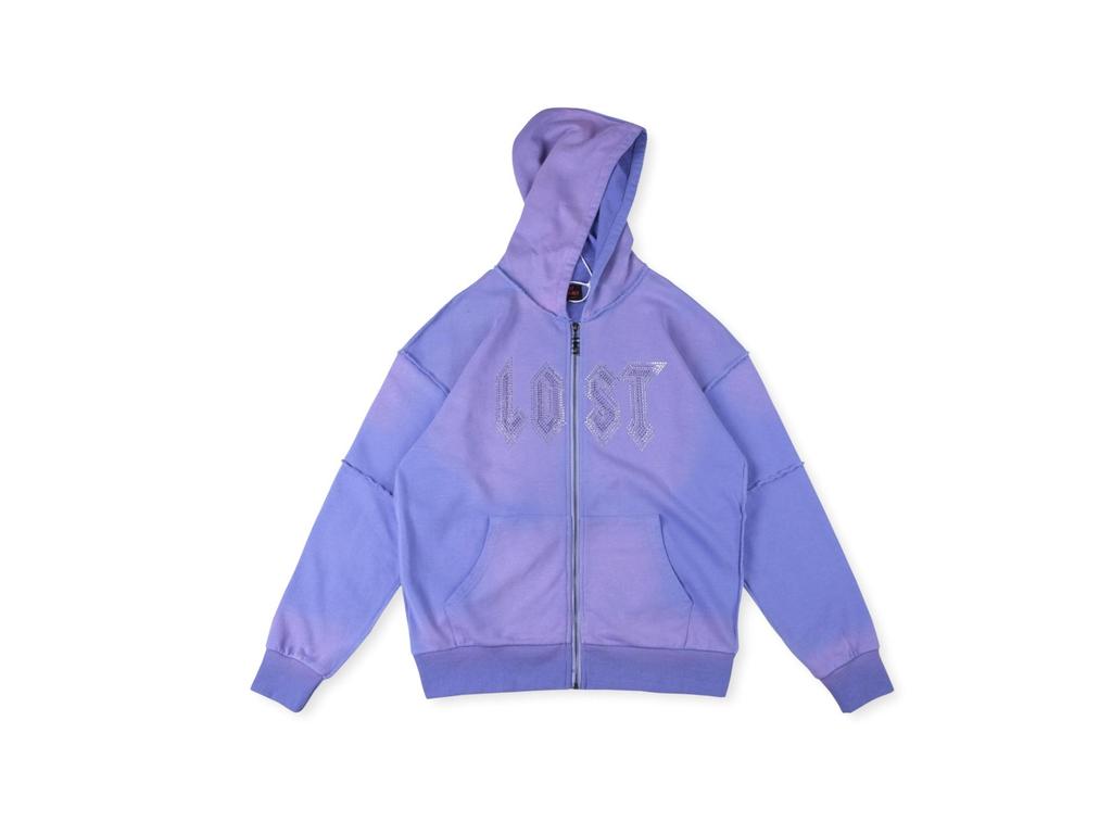 24FW American Street Style Skull Rhinestone Zip-Up Hoodie Sweatshirt with Large Logo