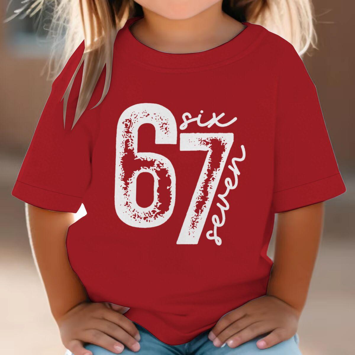 Kids Vintage Six Seven Tshirt Number 67 with Six Seven Print Tee Girl Boy 7th Birthday Tshirts Soft Cotton Tee Top 100
