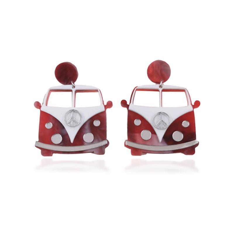 

Креативные новые преувеличенные мультяшные серьги машина белая серьги-автобусы европейские и американские преувеличенные серьги-автобусы красный