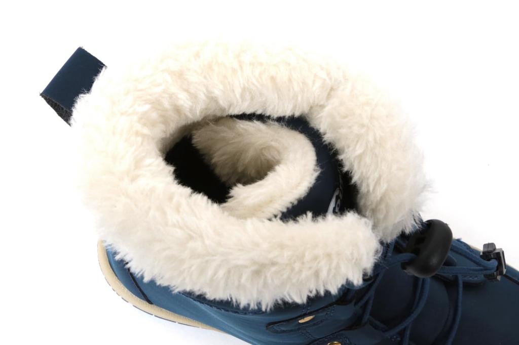 Akiriko Women's Short Snow Boots, All-Weather, 4-Hour Waterproof, Boa Cuff, Elastic Laces, Grip Sole, Navy, Size 22cm