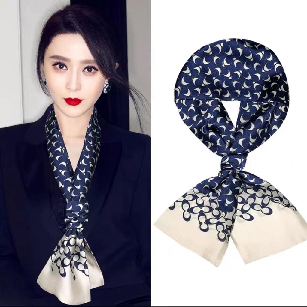 New scarf retro silk scarf printing simulation fashion versatile long scarf high sense Internet celebrity streamer decoration