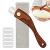 1Set Wooden-handled Curved Bread Cutter European Bread Baguette Cutter Stainless Steel Baking Dough Knife for Baking Pastry Tool