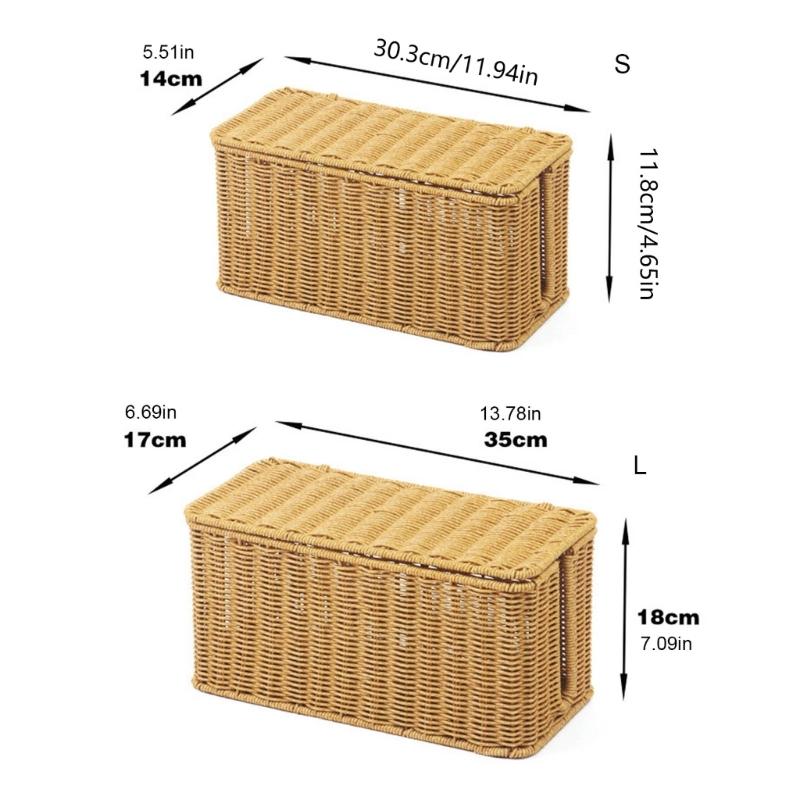 Elegant Handcrafted PE Woven Desktop Organiser Basket For Charger And Cables Waterproof Power Strips Holder