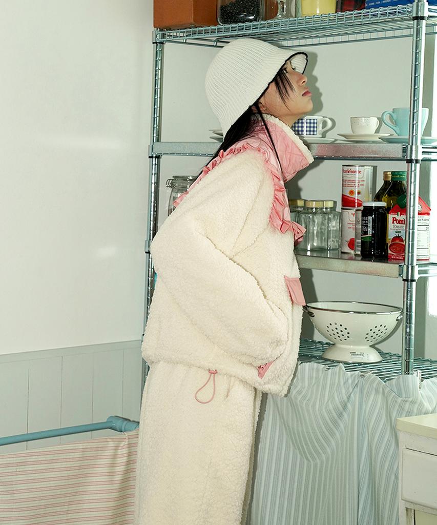 SWEET BITTER [Women] Ruffle Fleece Pants_Pink