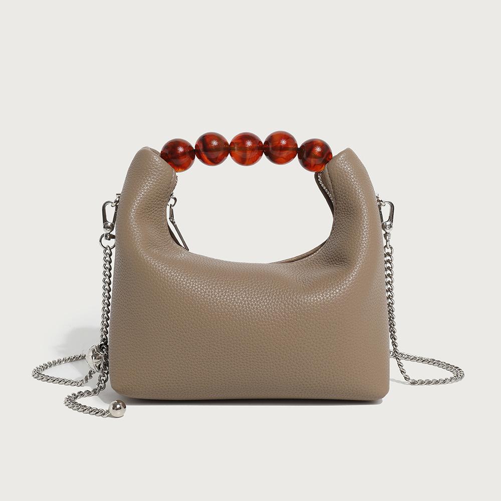 2024 Summer New Niche Beaded Handheld Lunch Bag, Chain Bag, Fashionable Versatile Dumpling Bag, Single Shoulder Crossbody Bag