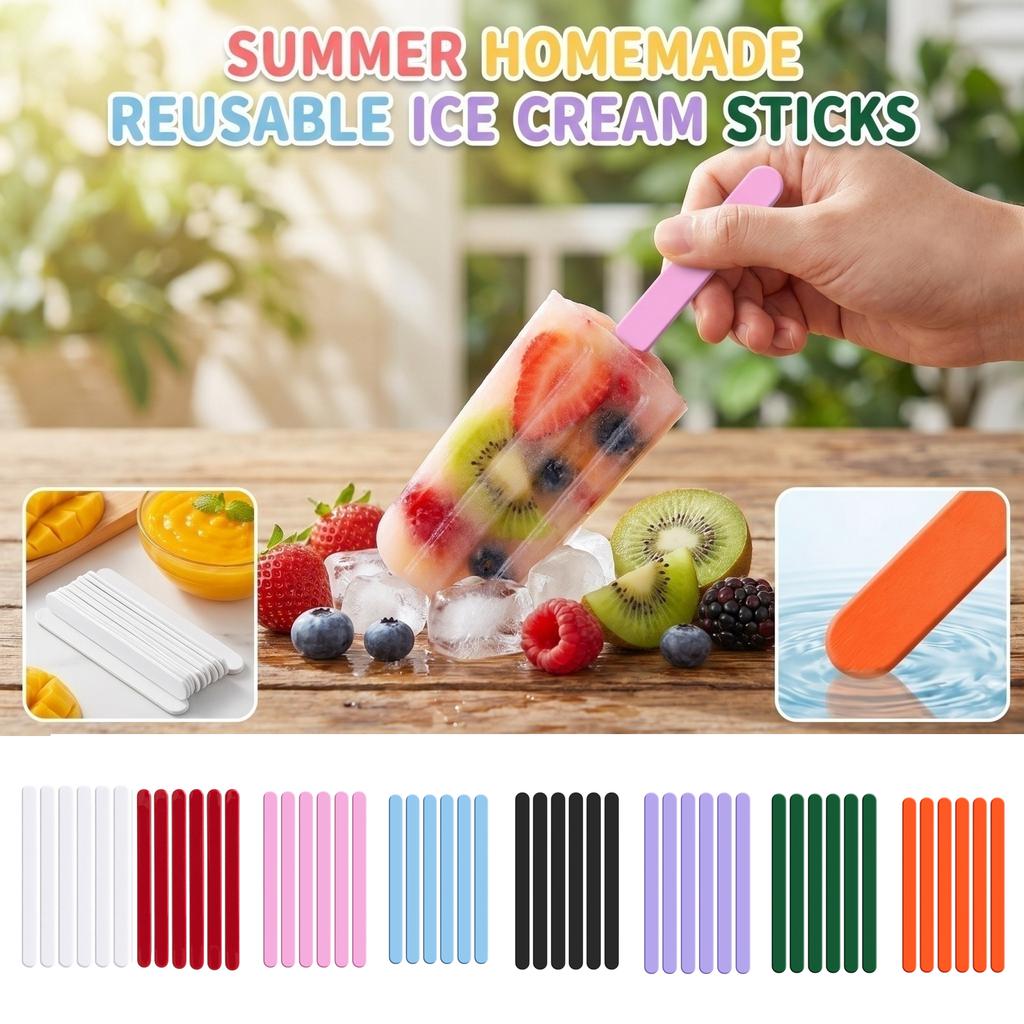 Reusable Ice Sticks for Homemade Treats, Colors Set for Summer
