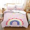 Cartoon Rainbow Duvet Cover Twin Queen King Cute Clouds Bedding Set for Kids Girls Kawaii Room Decor Starry Sky Comforter Cover