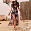 Women's Printed High Slit Long Casual Holiday Shirt Summer Fashion Dress