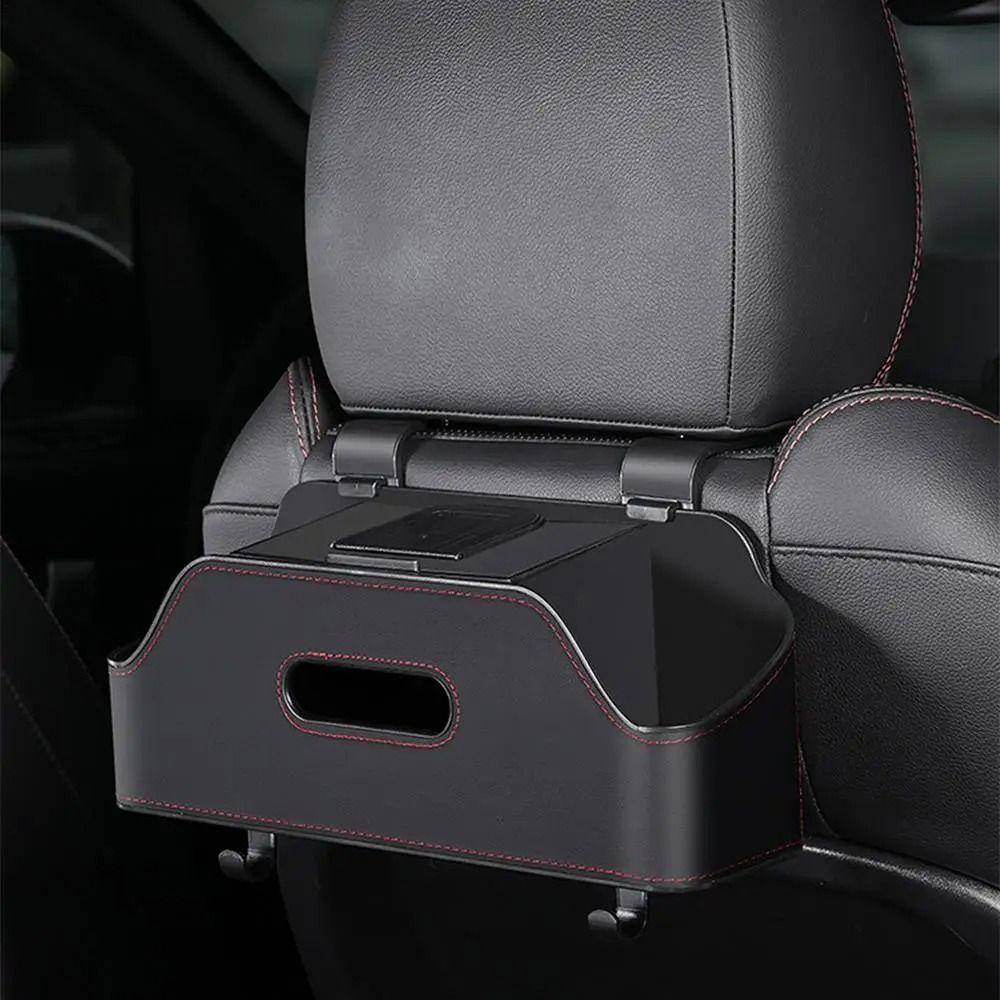 1 Stück Auto Innenaufbewahrung Auto Taschentuchbox Halter mit 2 Getränkehaltern Kopfstützenhaken Autozubehör