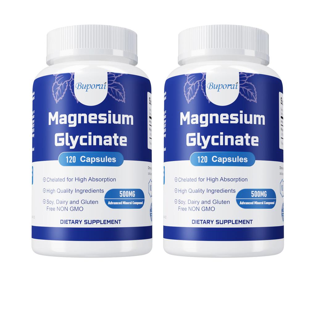Magnesiumglycin-Kapseln, hoher Gehalt, 500 mg, Nahrungsergänzungsmittel, geeignet für Männer und Frauen.
